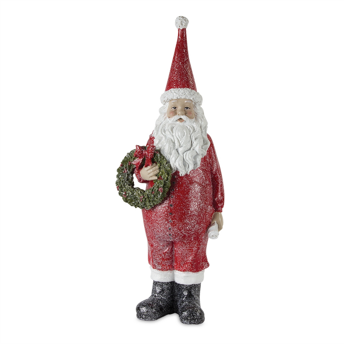 Frosted Long John Santa with Pine and List Accent (Set of 3) -Ship Only