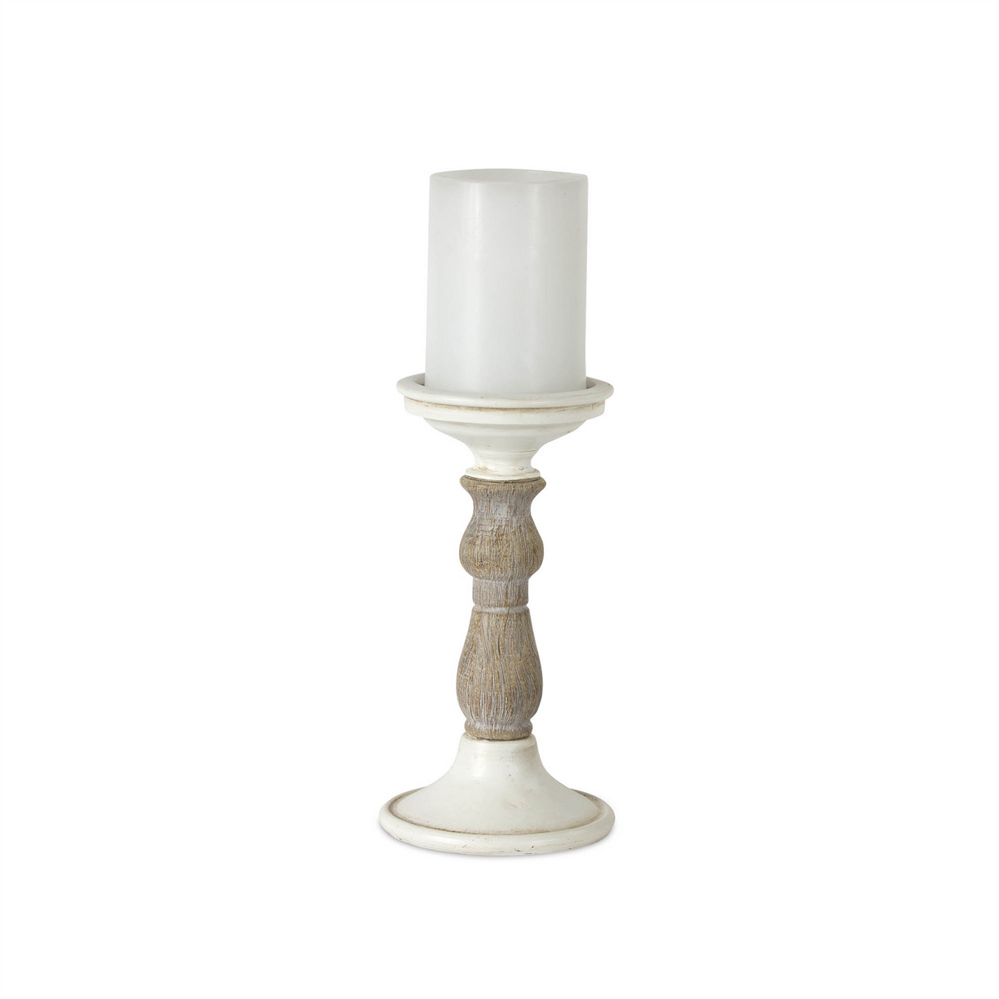 Ivory Candle Holder with Wood Accent (Set of 3) -Ship Only
