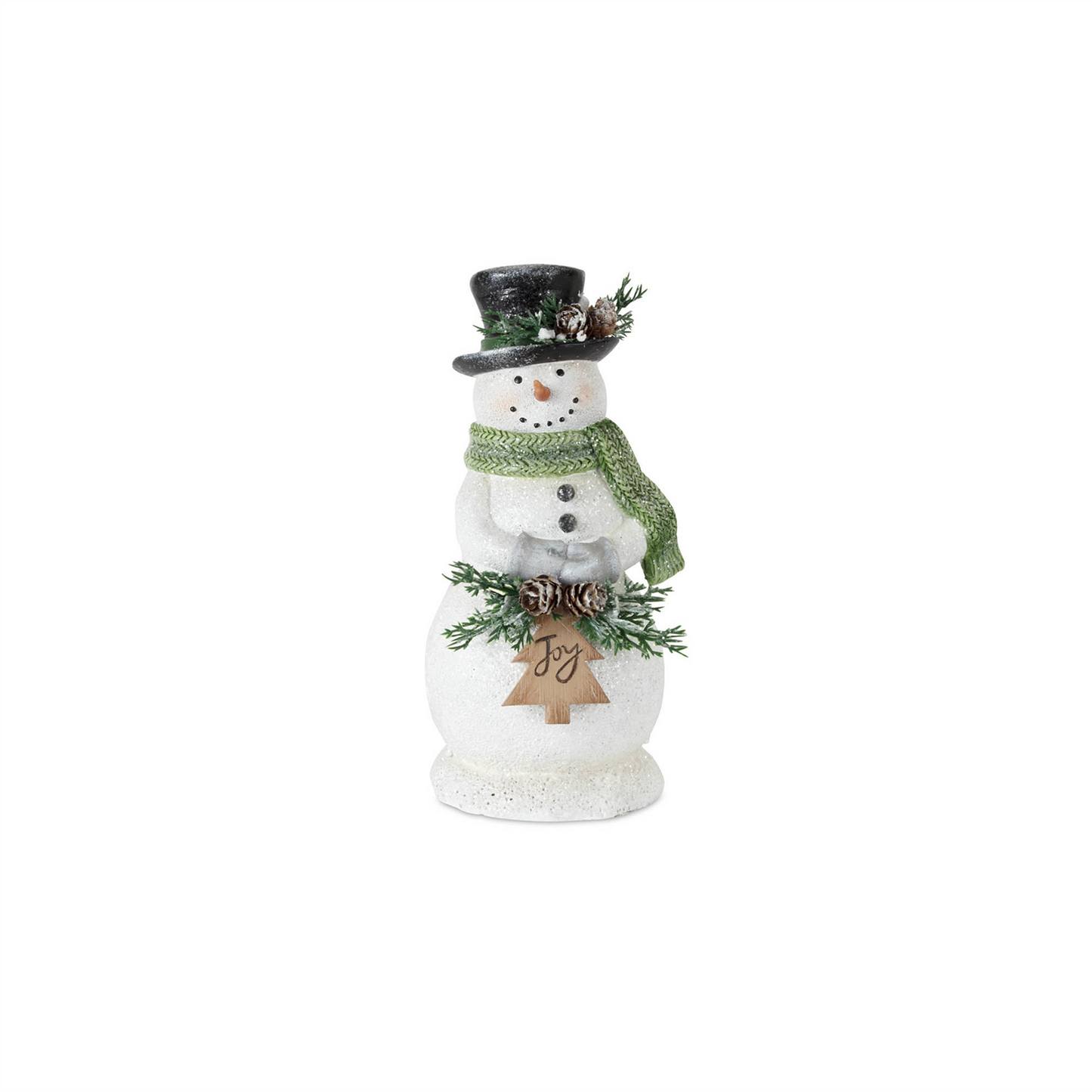 Holiday Snowman Figurine with Frosted Pine Accent (Set of 3) -Ship Only