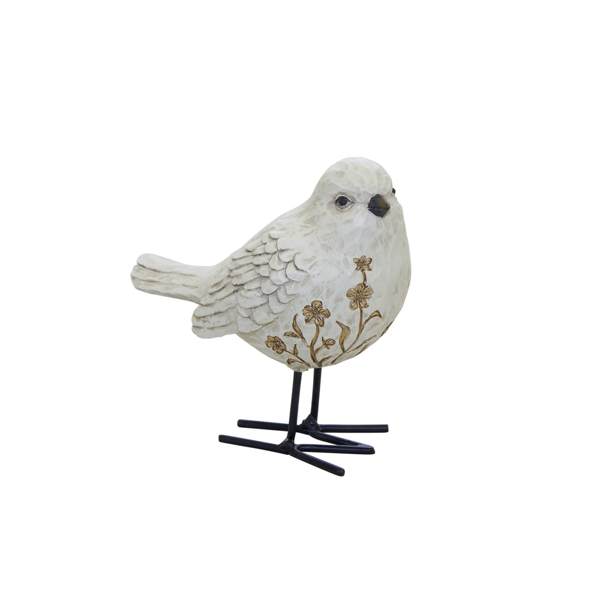 Bird Figurine with Carved Floral Design (Set of 2) -Ship Only