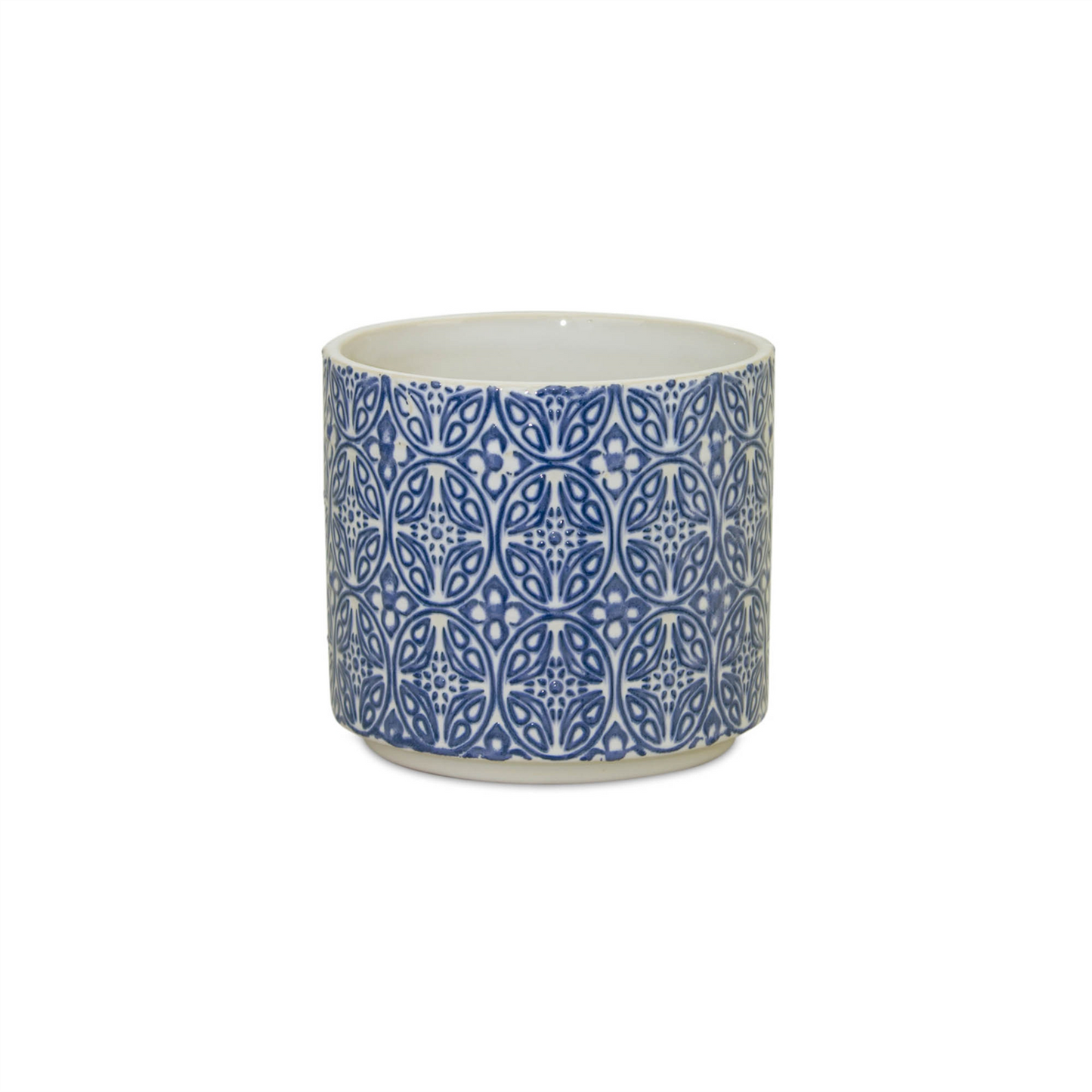 Ornamental Blue and White Ceramic Pot (Set of 2) -Ship Only