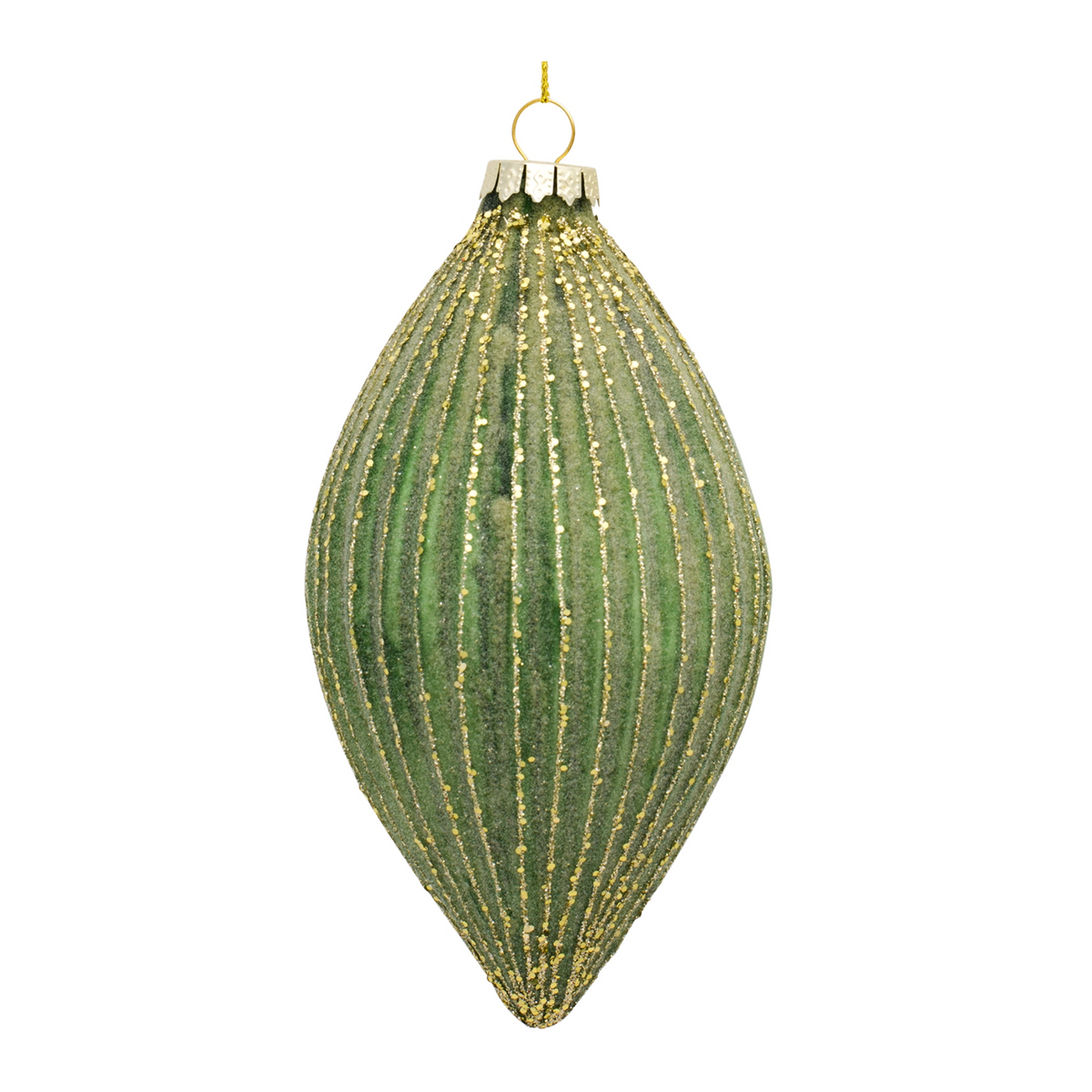 Ribbed Glass Ornament with Gold Accent (Set of 6) -Ship Only