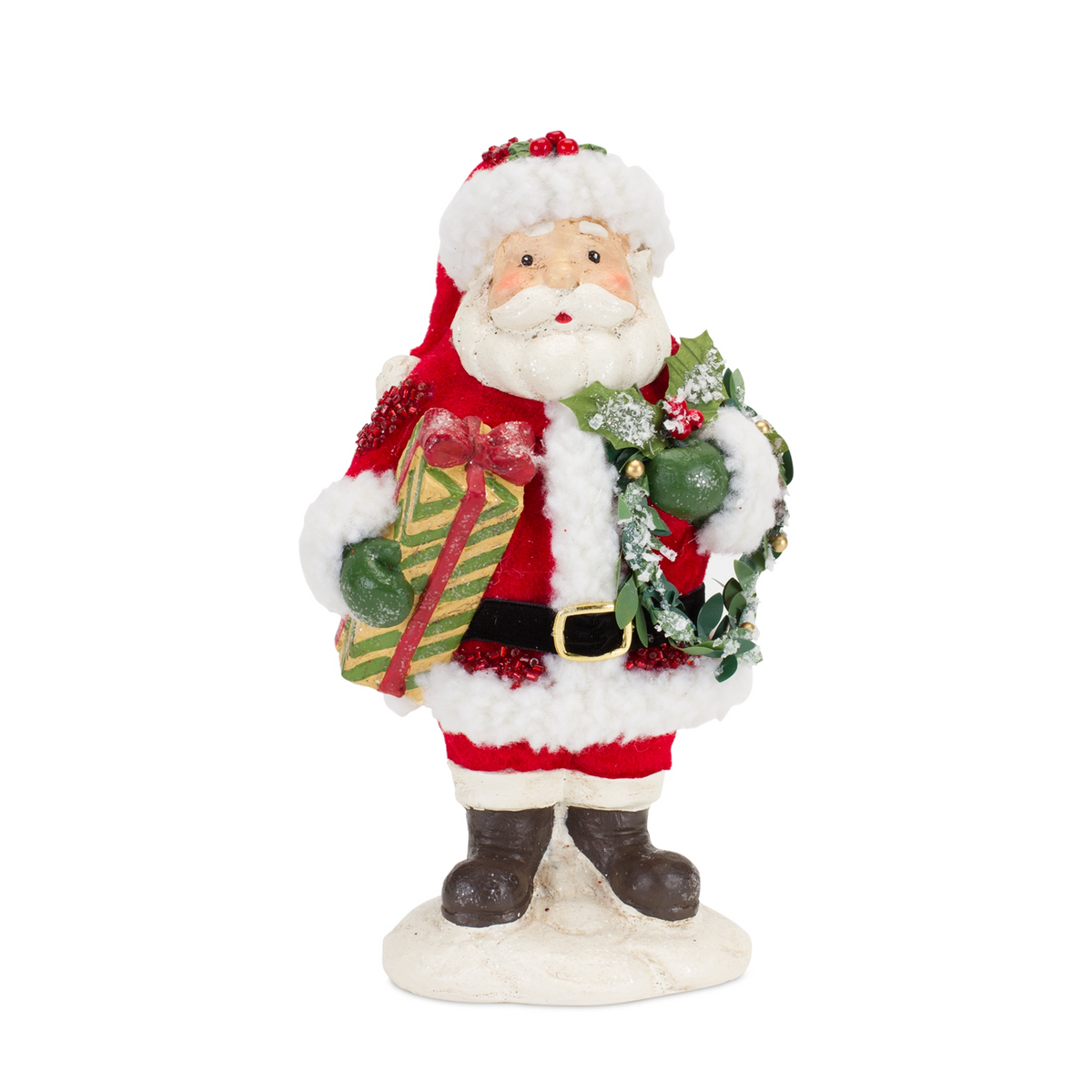 Santa Figurine with Pine Tree and Present Accents (Set of 3) -Ship Only