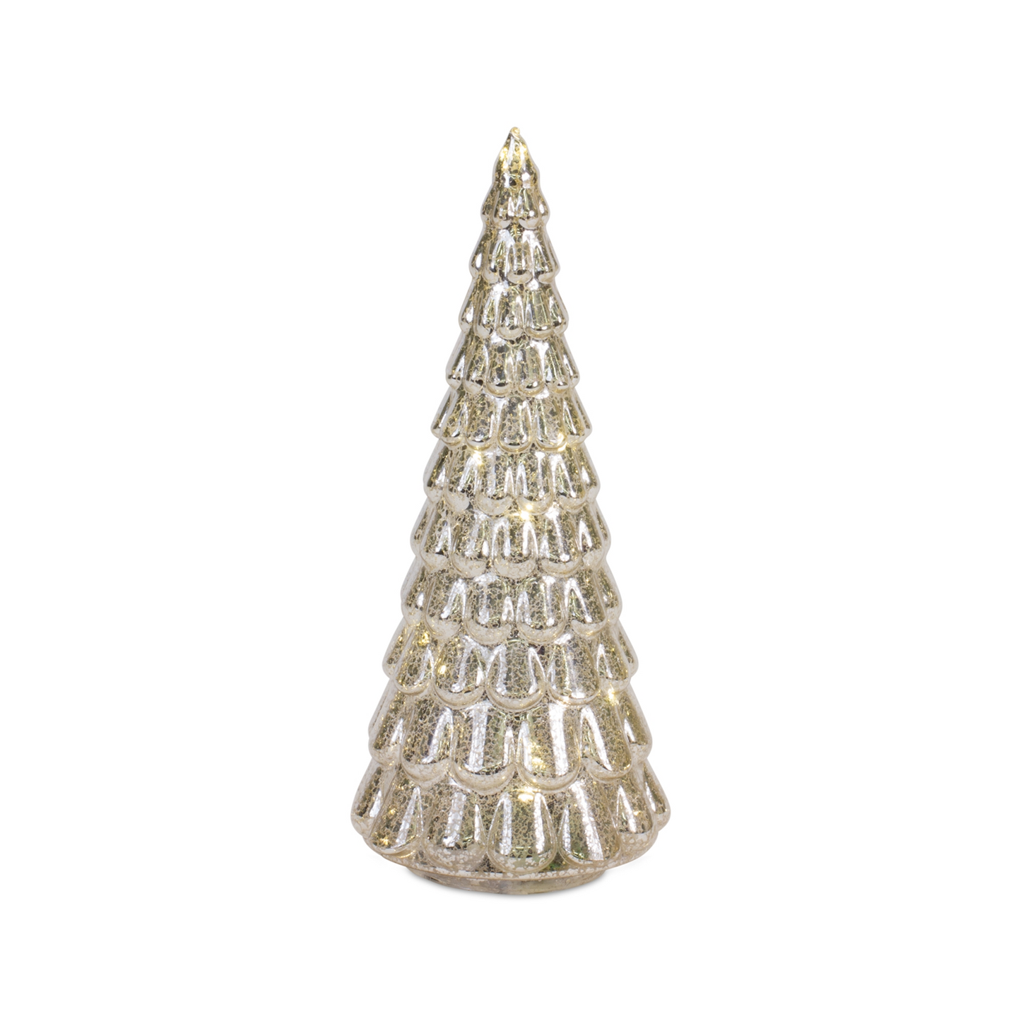 LED Lighted Mercury Glass Holiday Tree Decor (Set of 4) -Ship Only