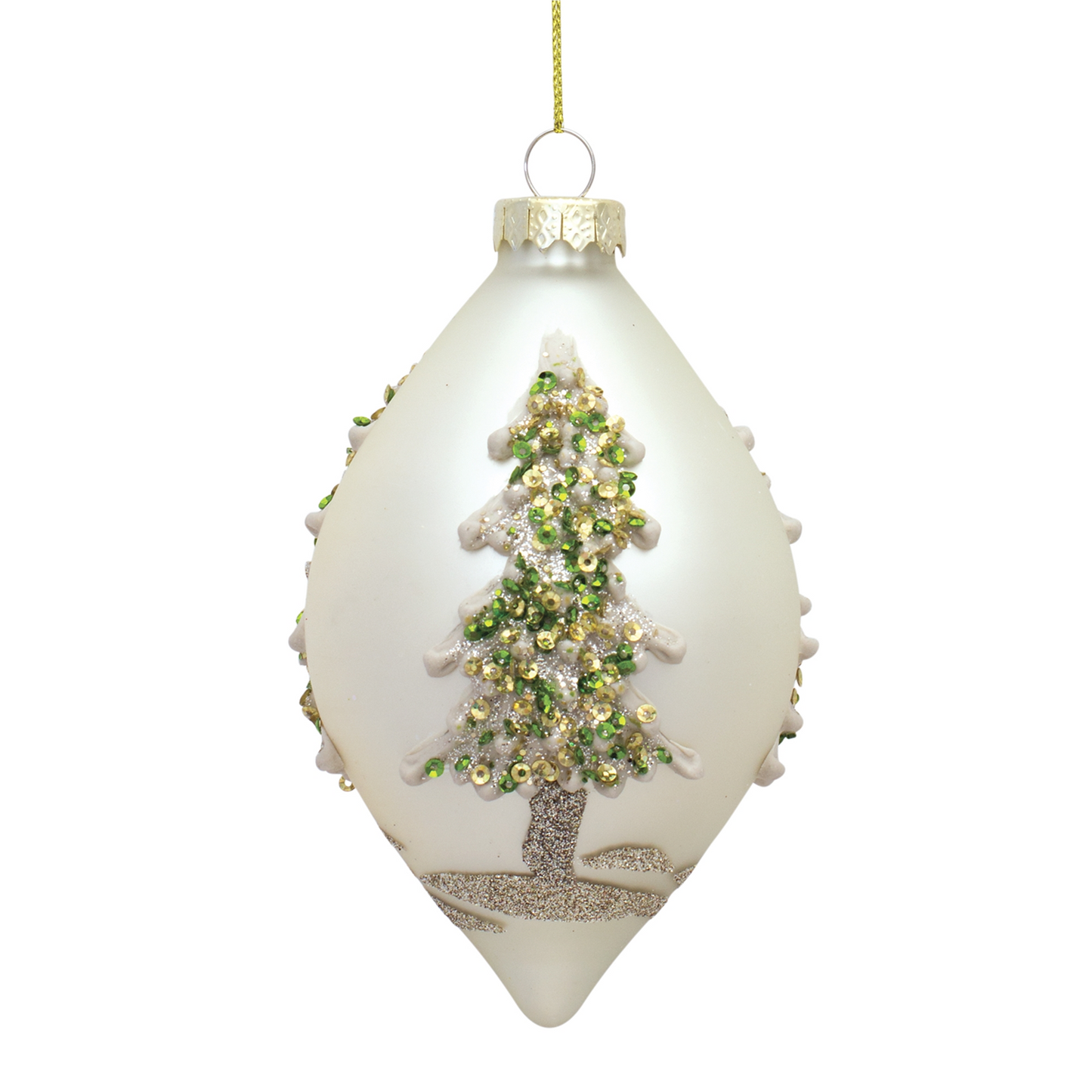 Painted Snowy Pine Tree Ball Ornament (Set of 6) -Ship Only