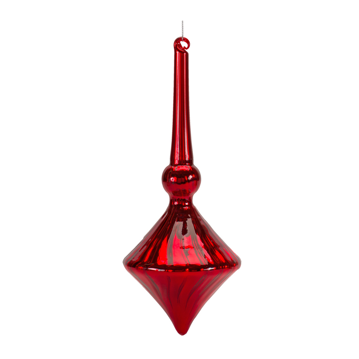 Modern Red Finial Drop Ornament (Set of 6) -Ship Only