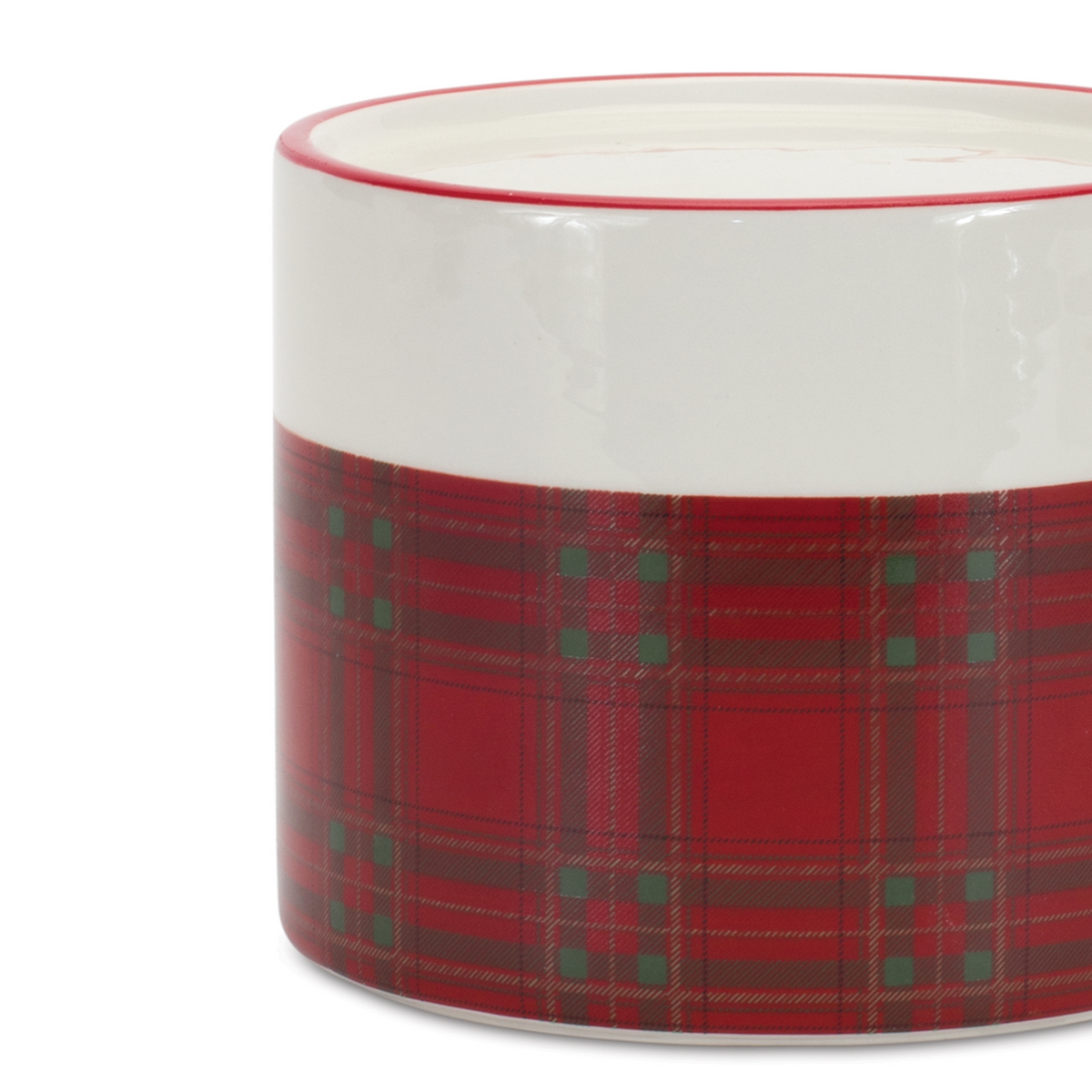 Winter Plaid Ceramic Candle Holder (Set of 2) -Ship Only