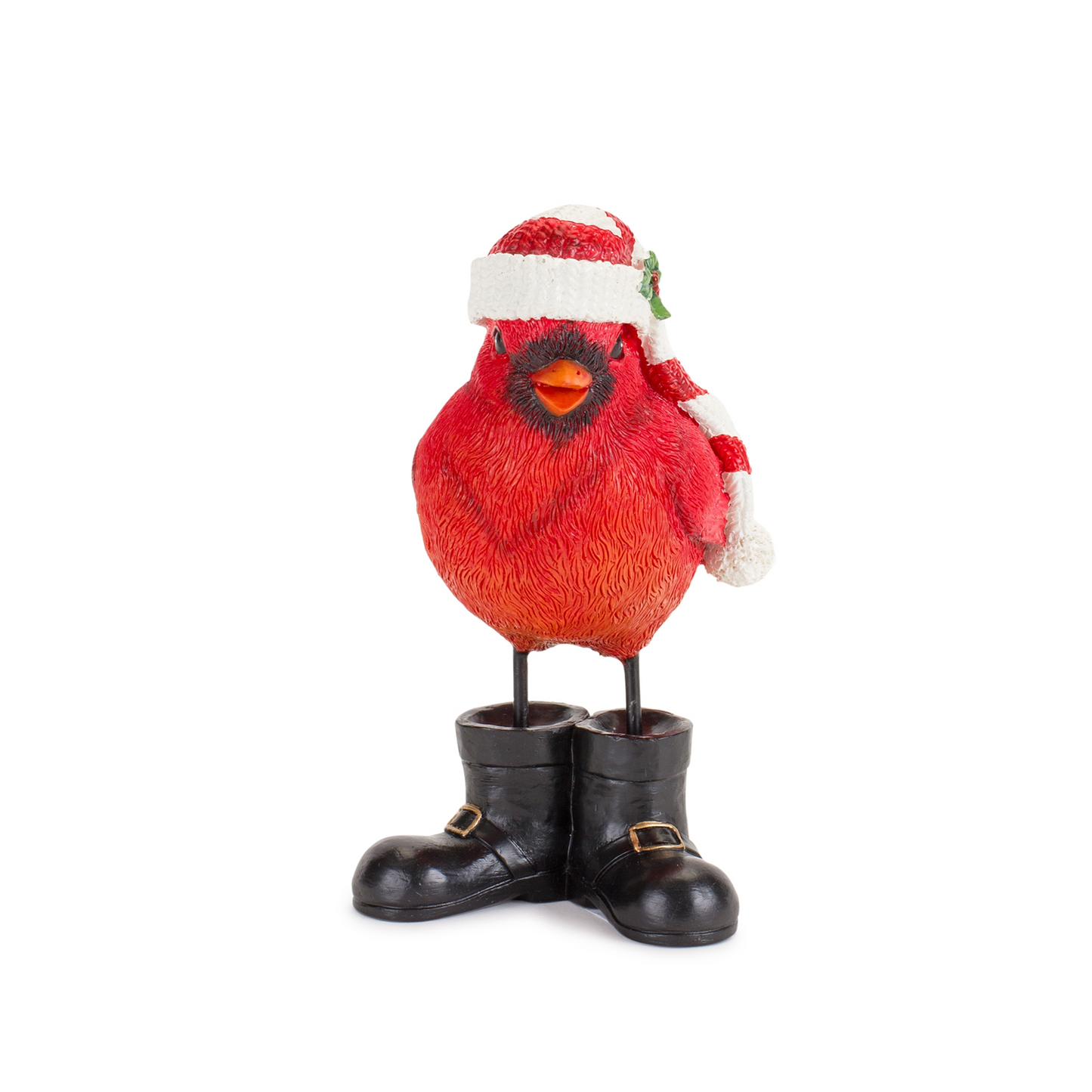 Winter Cardinal Bird Figurine with Santa Boots and Hat (Set of 3) -Ship Only