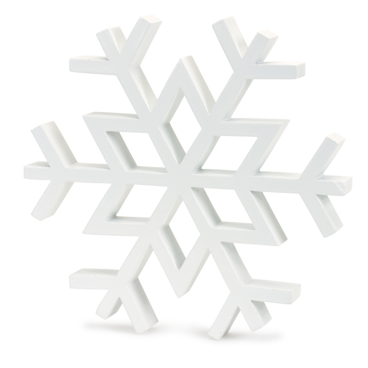 Traditional White Wood Cut Out Snowflake Decor (Set of 12) -Ship Only