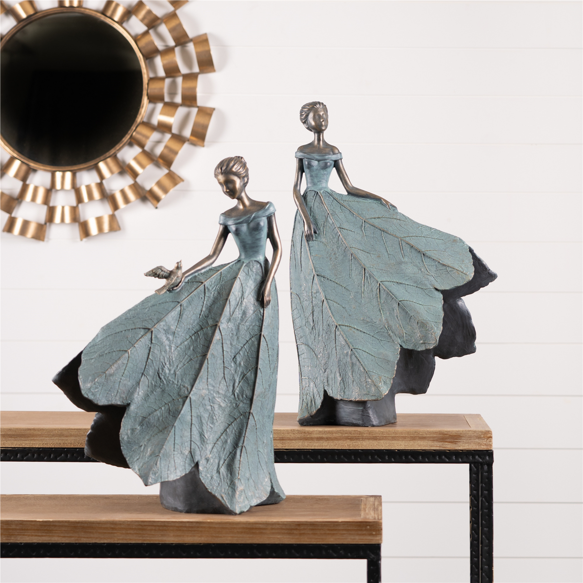 Garden Fairy Figurine with Flower Petal Dress (Set of 2) -Ship Only