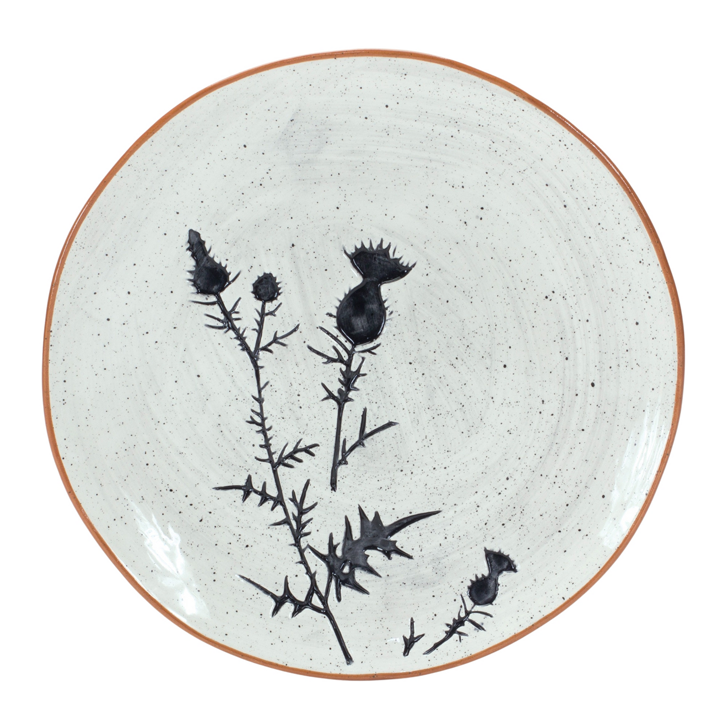 Rustic Thistle Etched Plate with Speckled Finish (Set of 4) -Ship Only