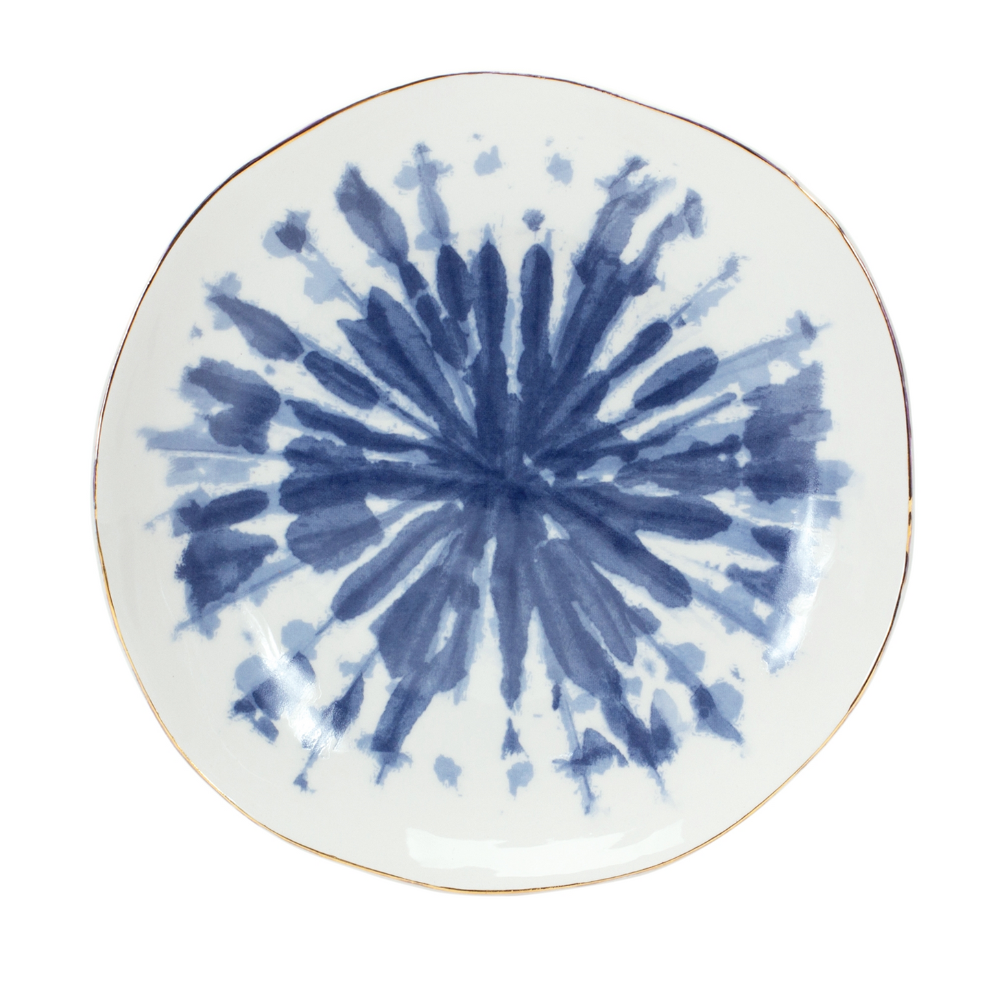 Coastal Tie-Dye Design Ceramic Plate (Set of 4) -Ship Only