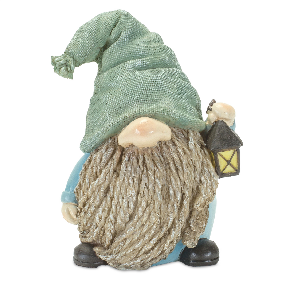 Stone Garden Gnome Figurine with Bird and Lantern Accent (Set of 4) -Ship Only
