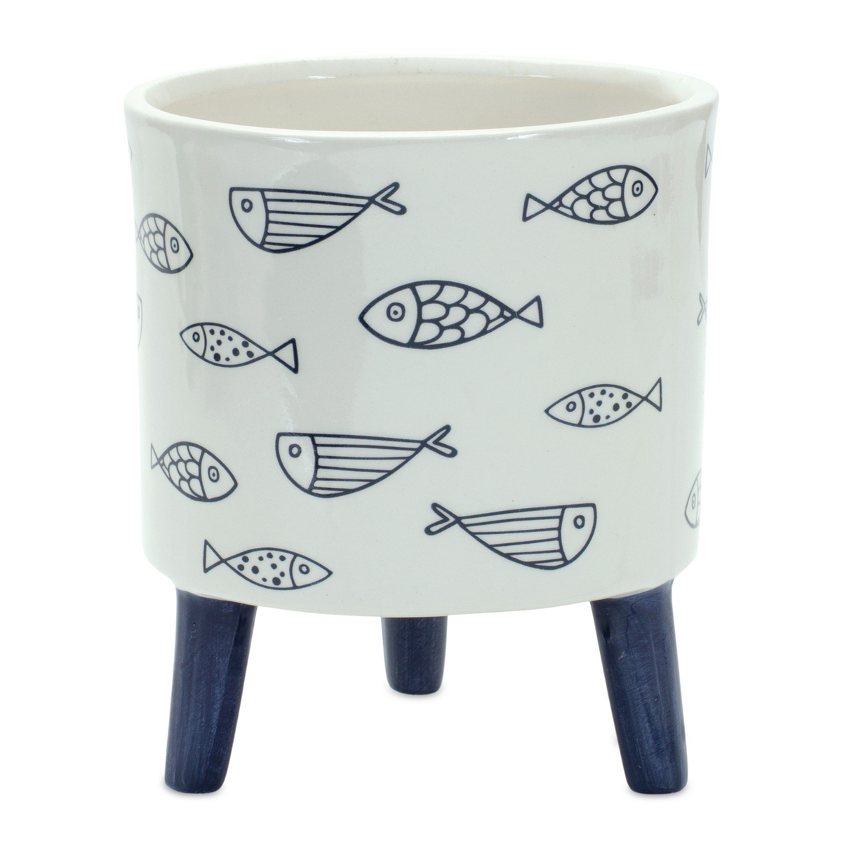 Coastal Fish Pattern Planter with Legs (Set of 12) -Ship Only