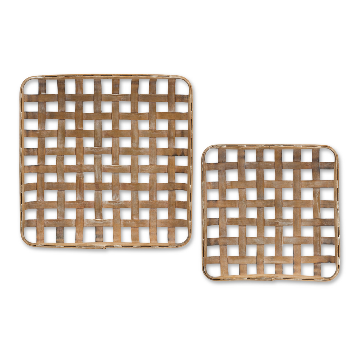 Square Bamboo Basket Tray (Set of 2) -Ship Only