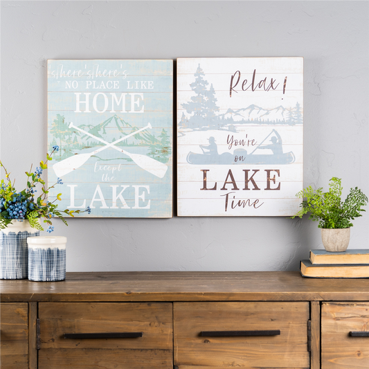 Wooden Lake Life Sentiment Sign (Set of 2) -Ship Only