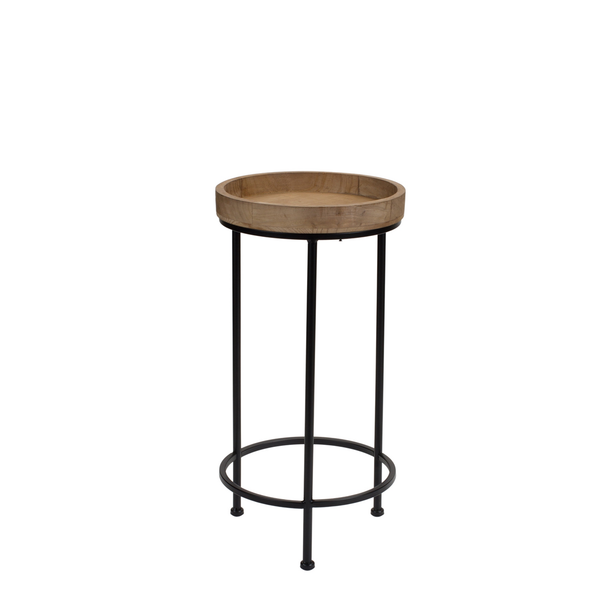 Round Wood and Metal Plant Stand Table (Set of 3) -Ship Only