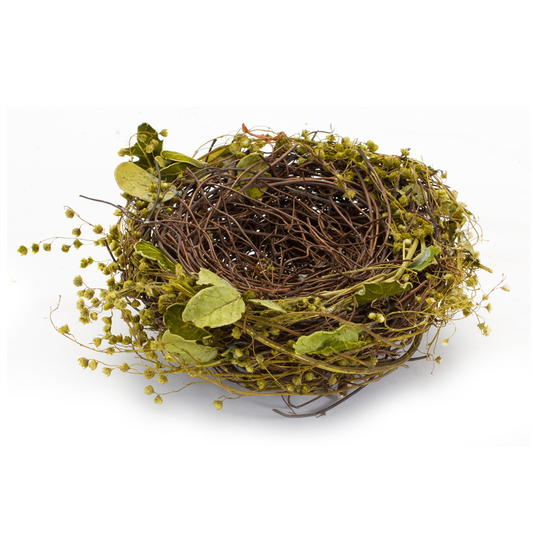 Natural Twig Bird Nest with Speckled Egg Accent (Set of 4) -Ship Only