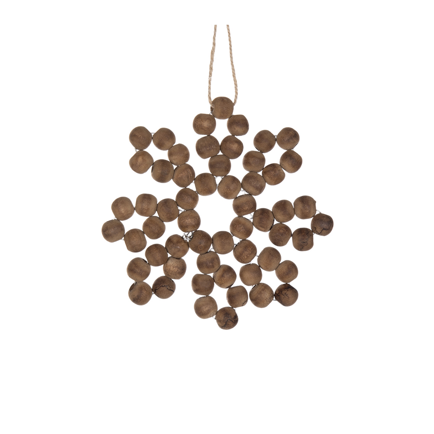Wood Bead Snowflake Ornament (Set of 12) -Ship Only