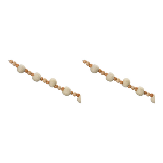 Wood Beaded String Garland (Set of 2) -Ship Only