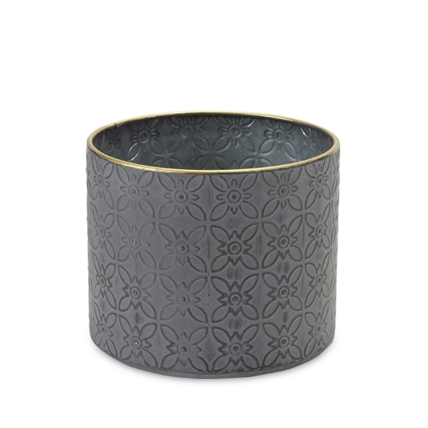 Ornate Geometric Metal Planter (Set of 4) -Ship Only