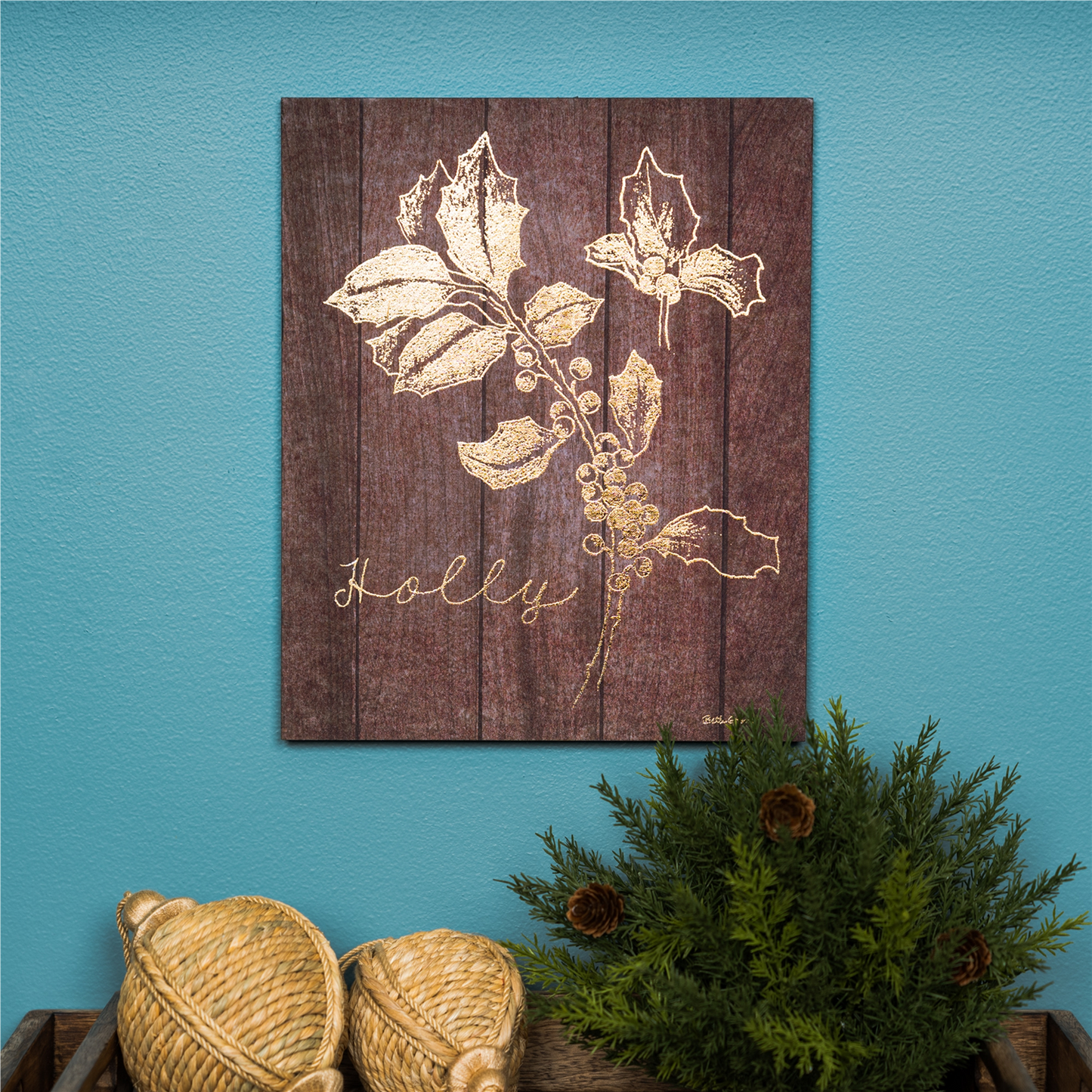 Laurel and Holly Plaque (Set of 2) -Ship Only