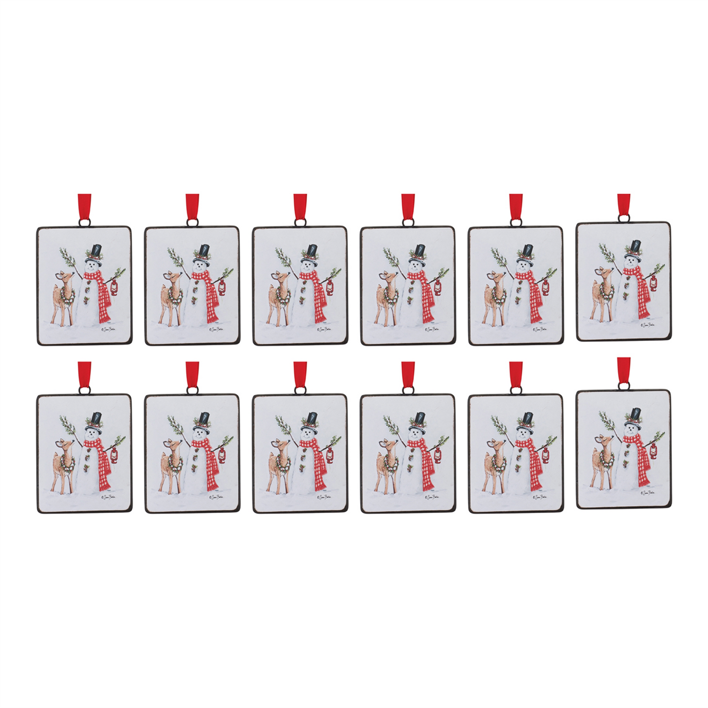 Snowman and Deer Ornament (Set of 12) -Ship Only