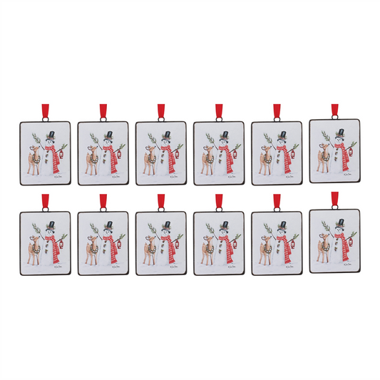 Snowman and Deer Ornament (Set of 12) -Ship Only