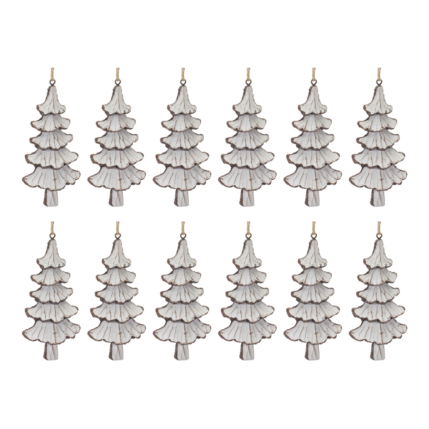 Carved Pine Tree Ornament (Set of 12) -Ship Only