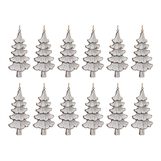 Carved Pine Tree Ornament (Set of 12) -Ship Only