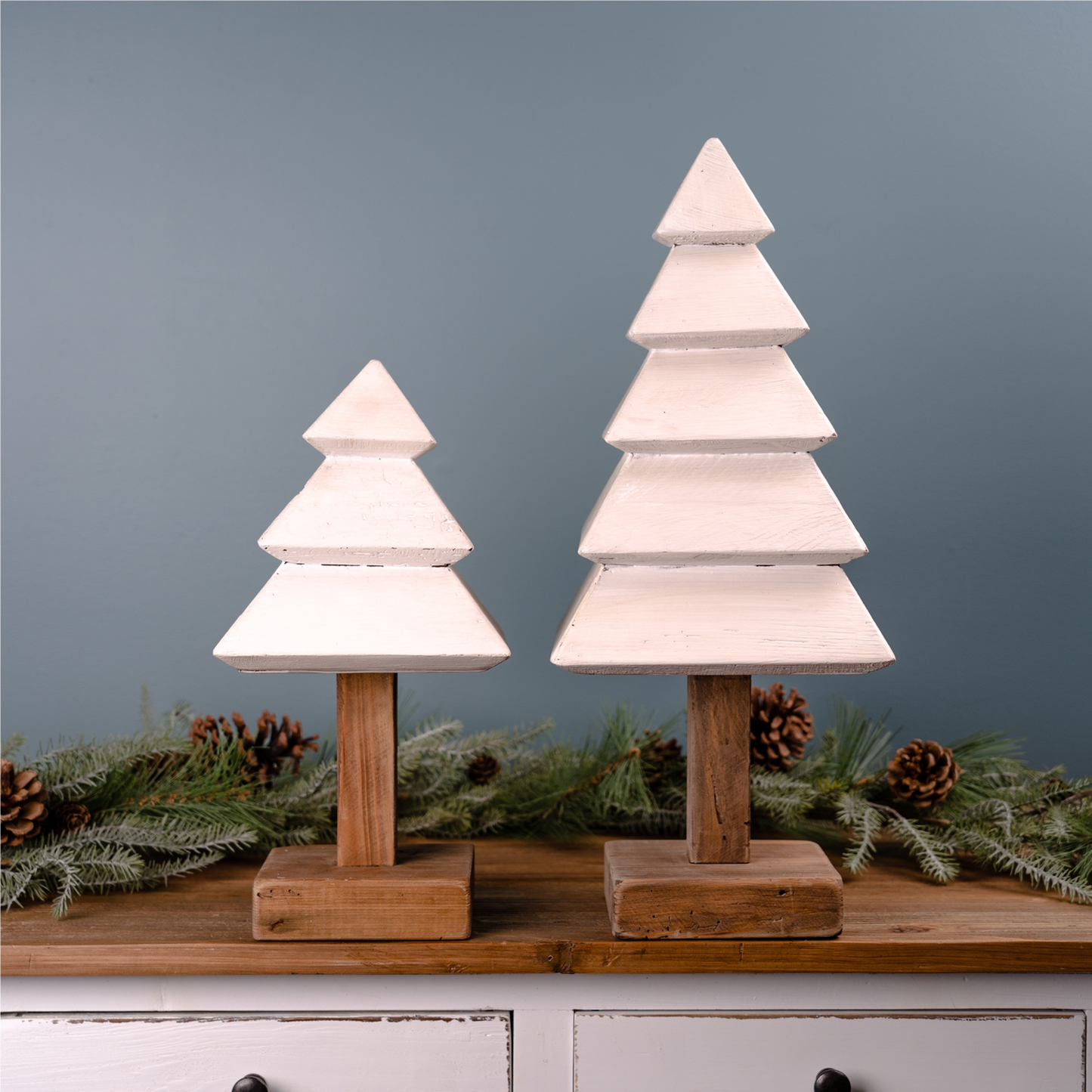 Tiered Wood Pine Tree (Set of 2) -Ship Only