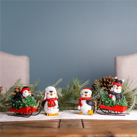 Playful Penguins with Sled Figurine (Set of 2) -Ship Only