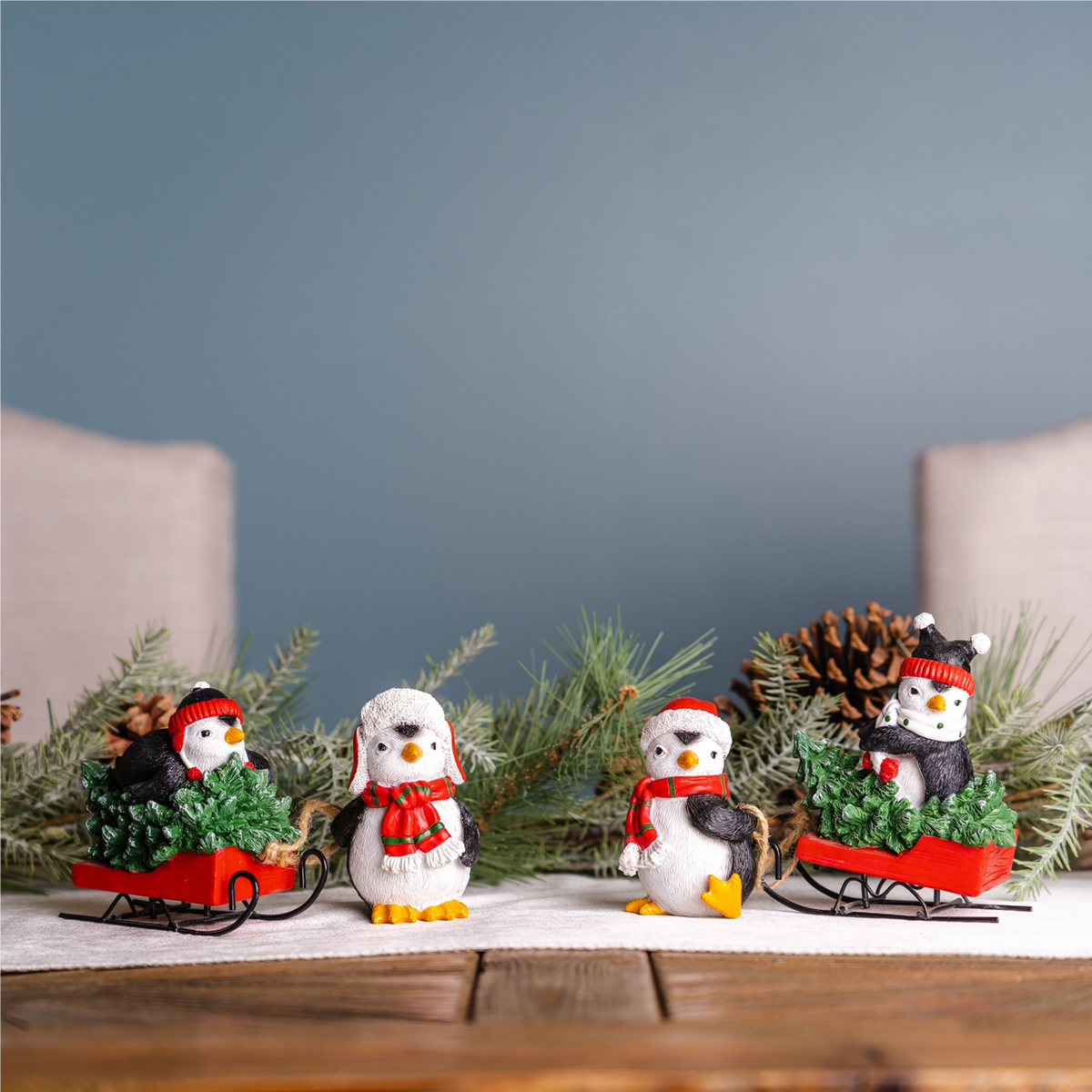 Playful Penguins with Sled Figurine (Set of 2) -Ship Only