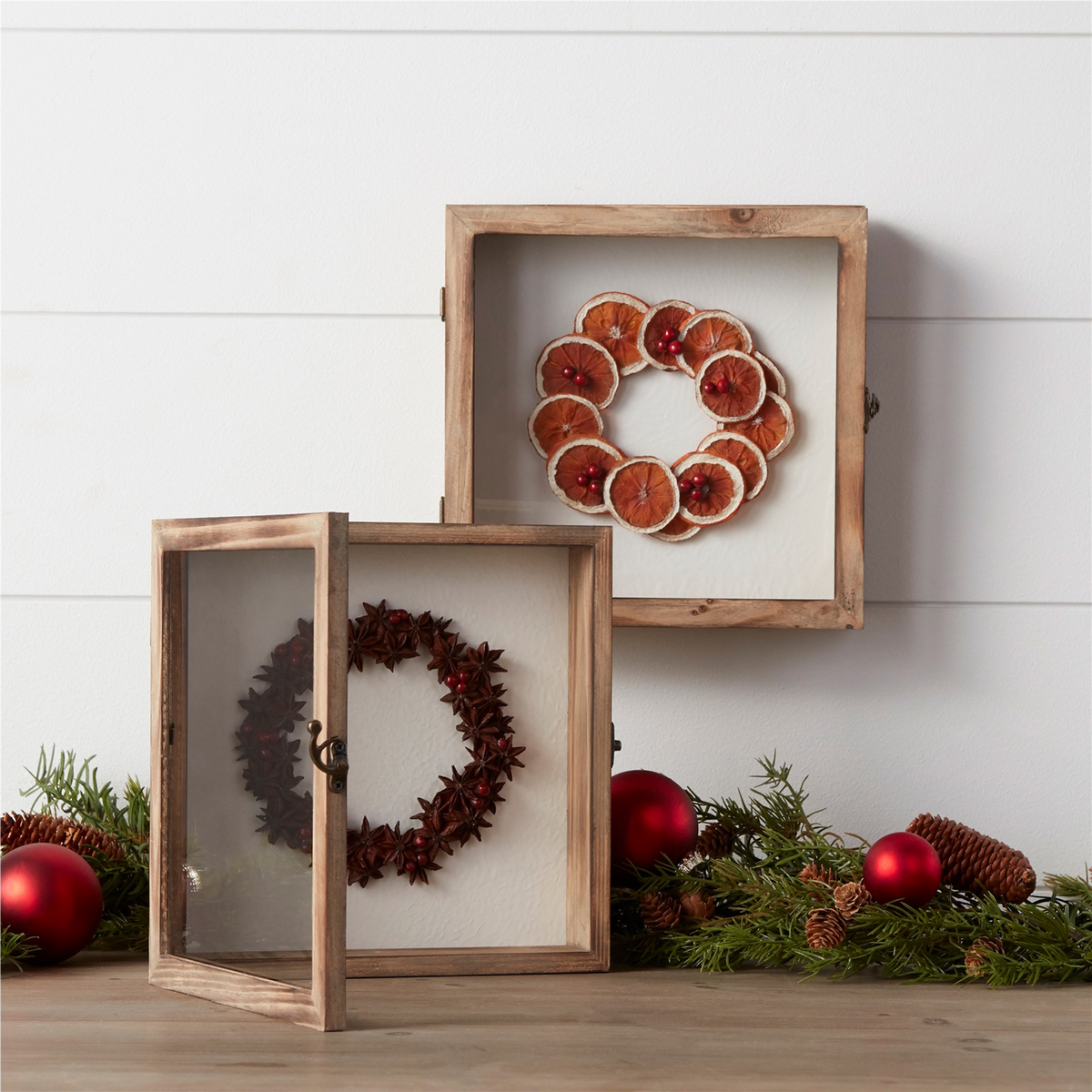 Dried Fruit Wreath Shadow Box (Set of 2) -Ship Only