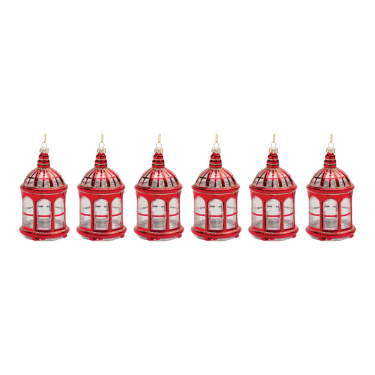 Glittered Glass Lantern Ornament (Set of 6) -Ship Only