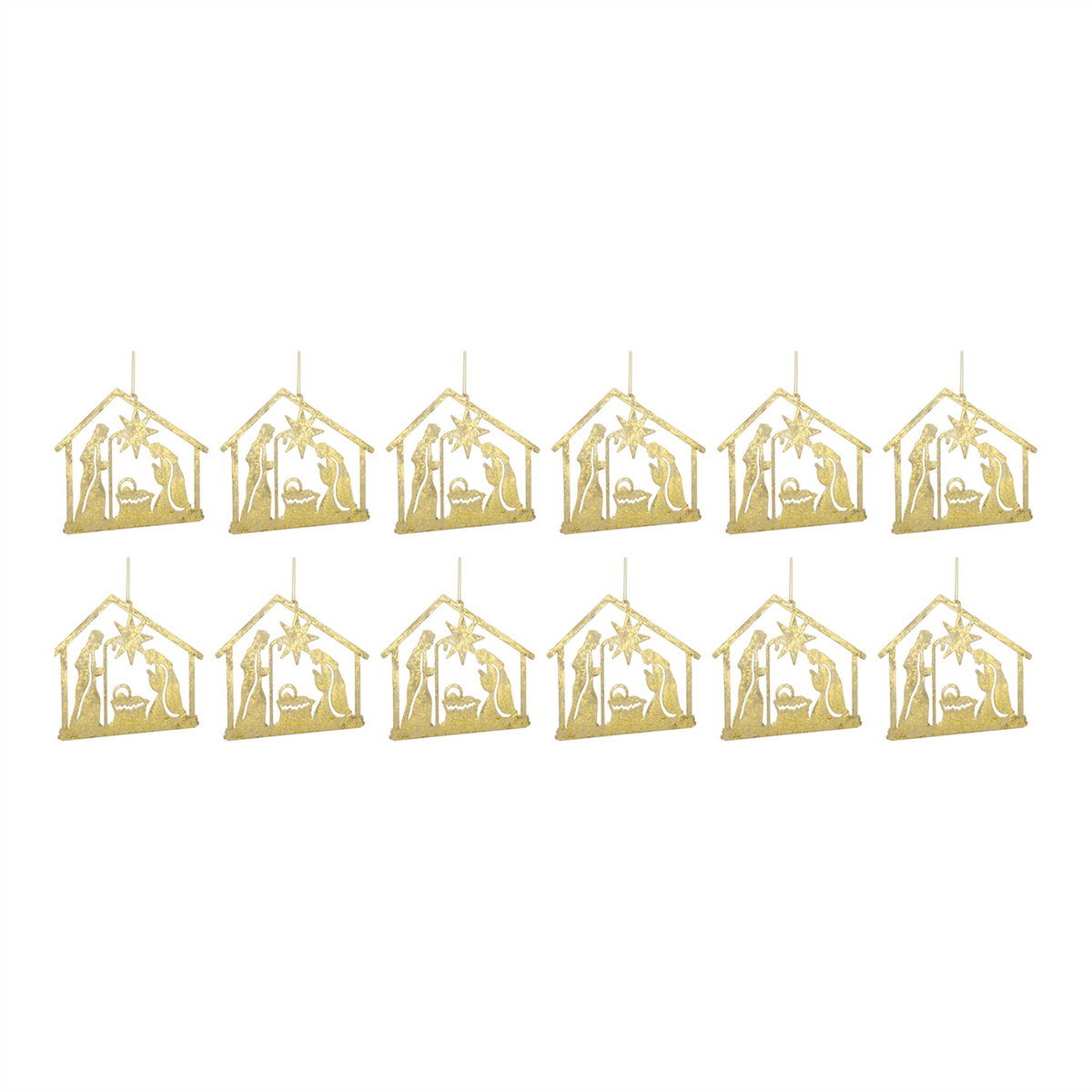Holy Family Ornament (Set of 12) 4.25”H Metal -Ship Only