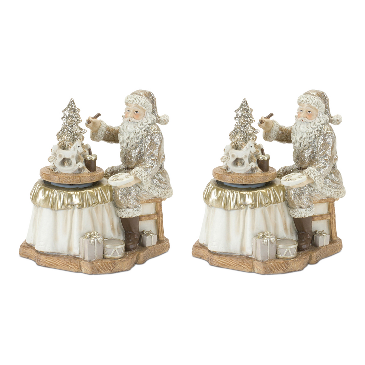 Santa with Spinning Christmas Tree (Set of 2) -Ship Only