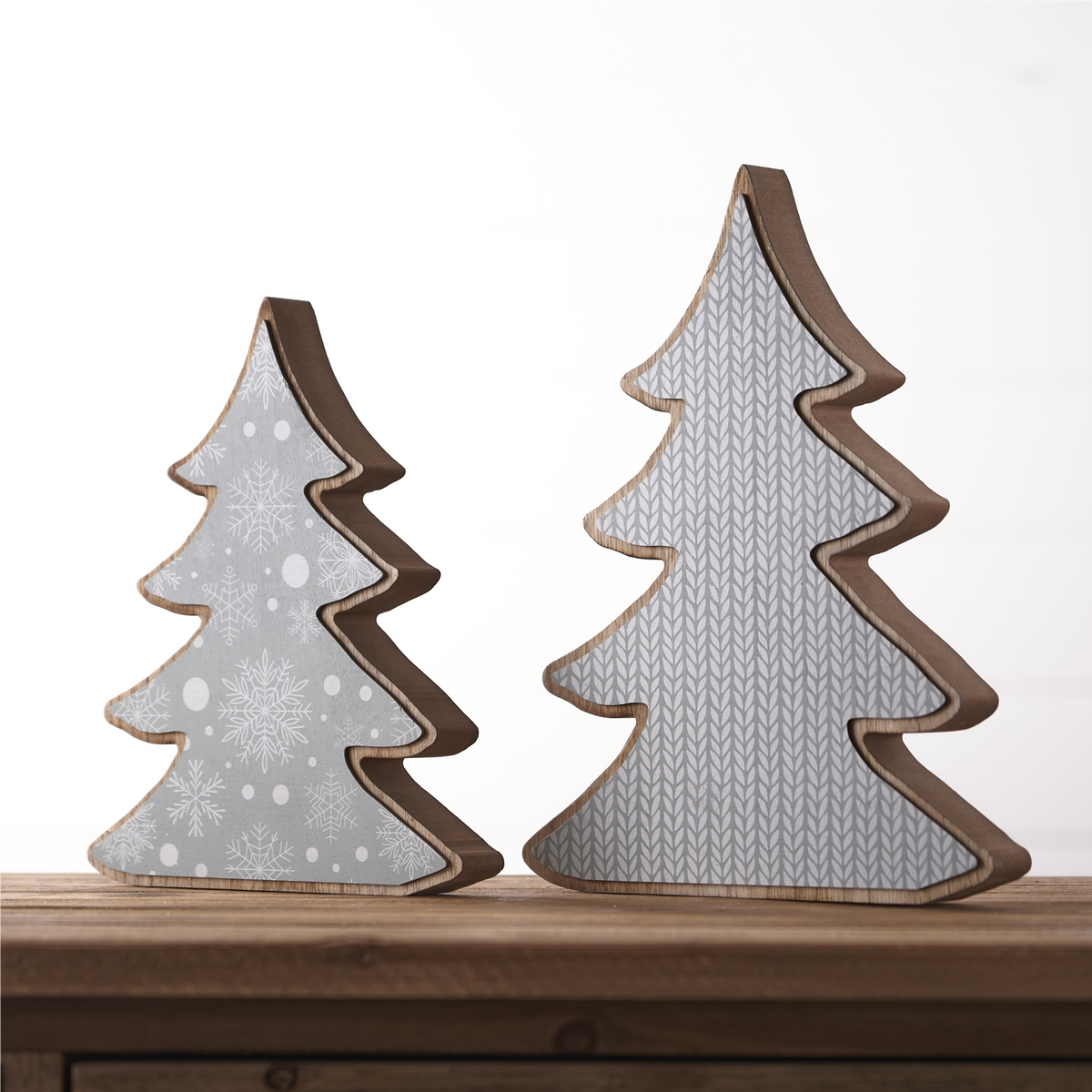 Wood Pine Tree Decor (Set of 2) -Ship Only
