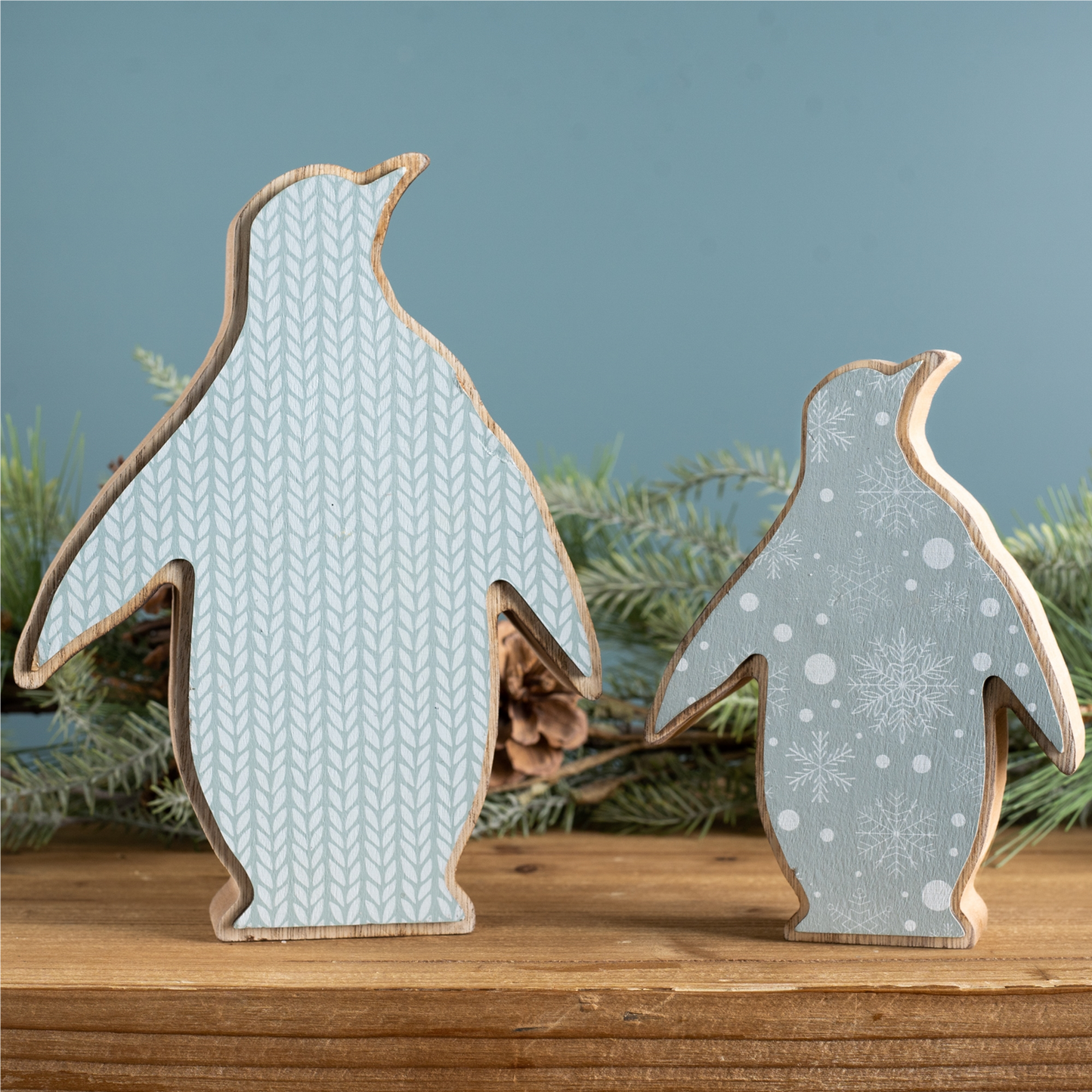 Wood Penguin Decor (Set of 2) -Ship Only