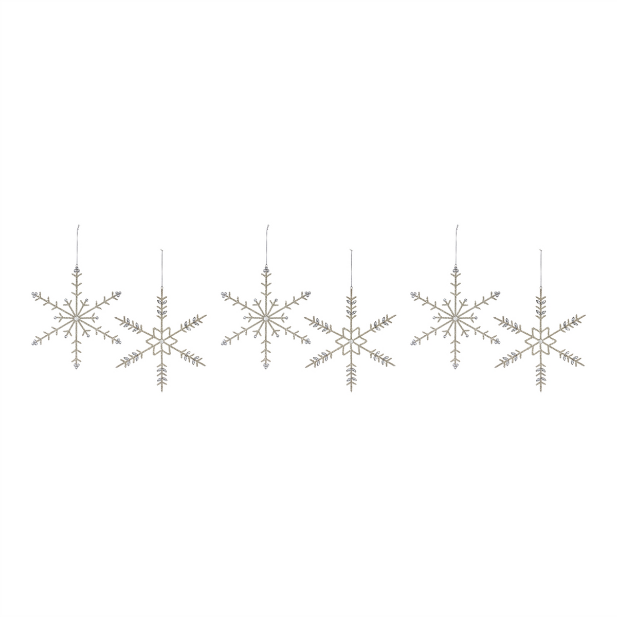 Jeweled Metal Snowflake Ornament (Set of 6) -Ship Only