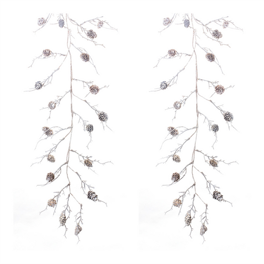Pine Cone Garland (Set of 2) 5.5'L Plastic/Cone -Ship Only