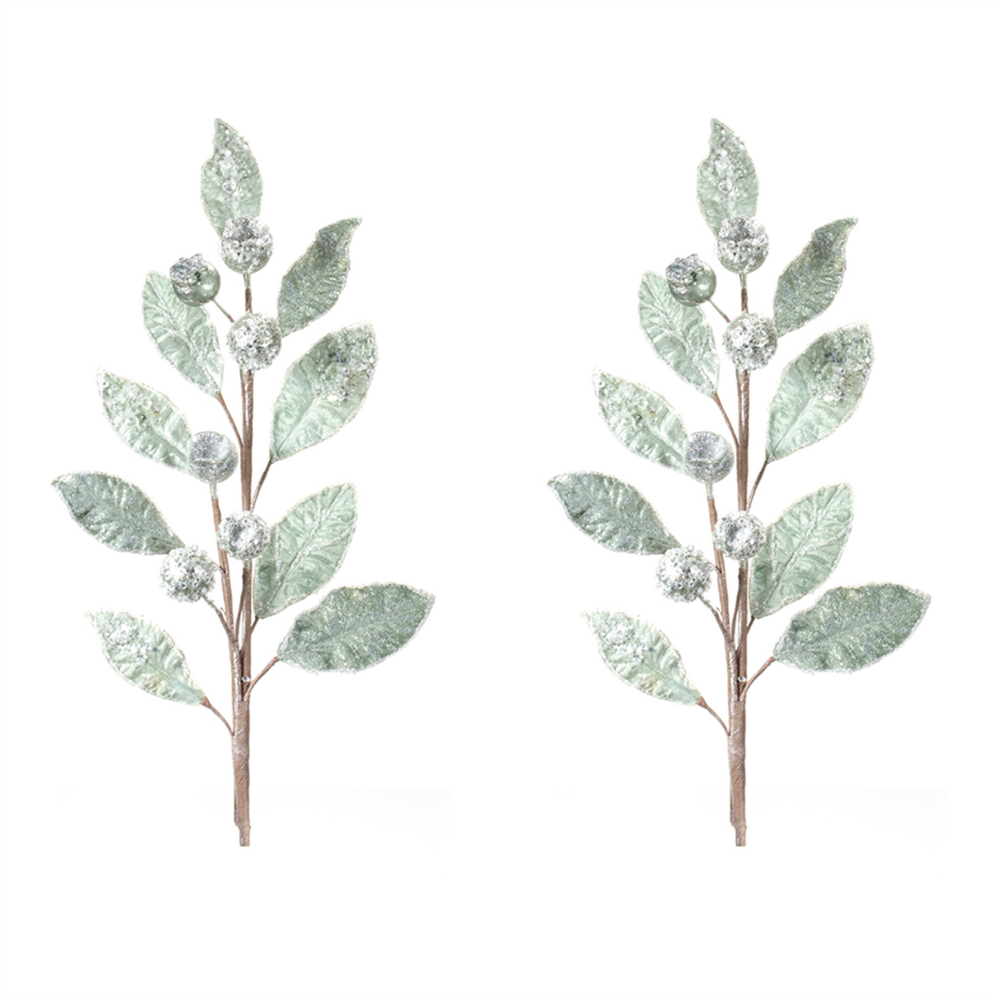 Glittered Pod Leaf Spray (Set of 2) -Ship Only