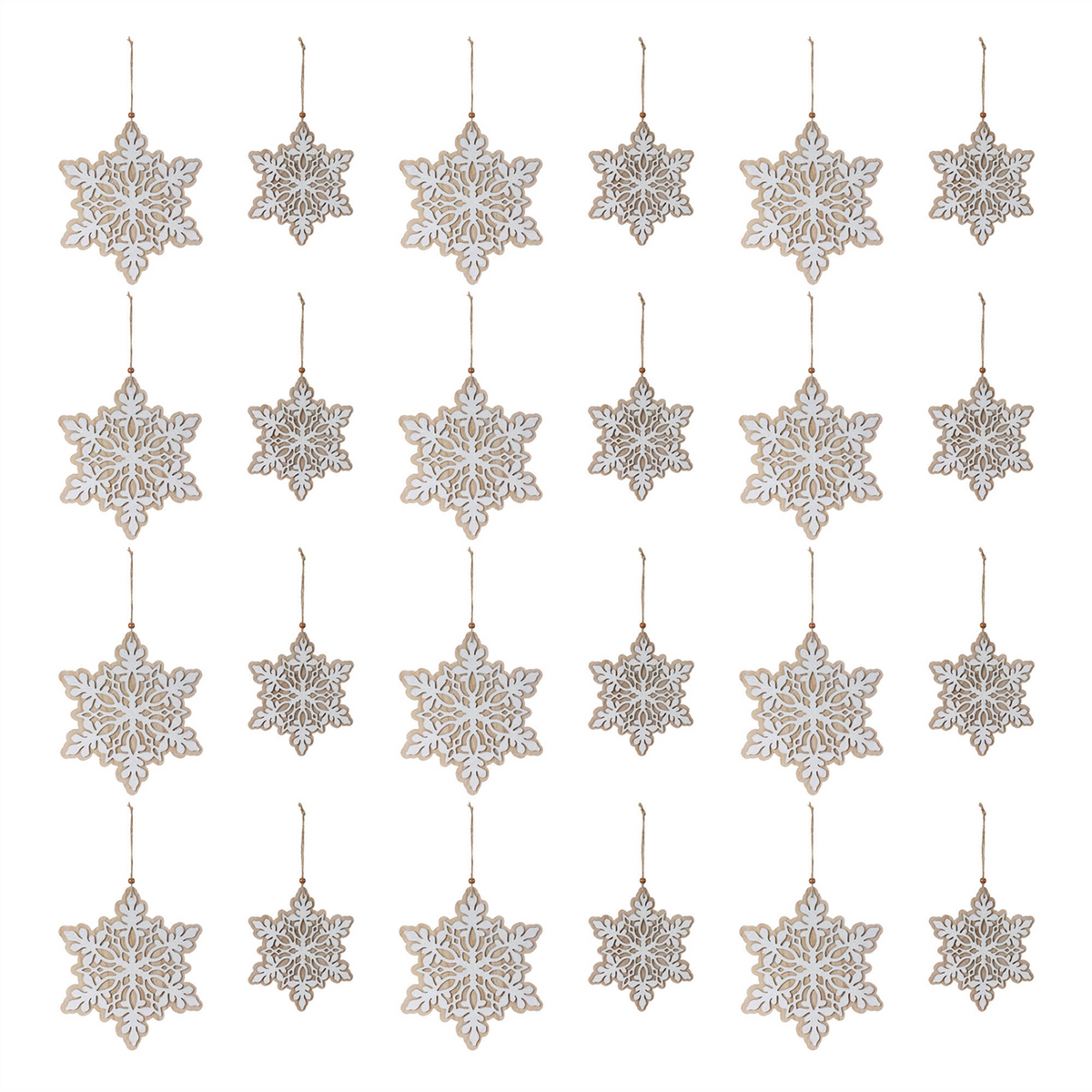 Snowflake Ornament (Set of 24) 7"H, 9"H Wood -Ship Only