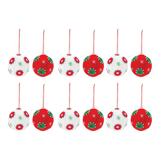 Whimsical Fabric Ball Ornament (Set of 12) -Ship Only