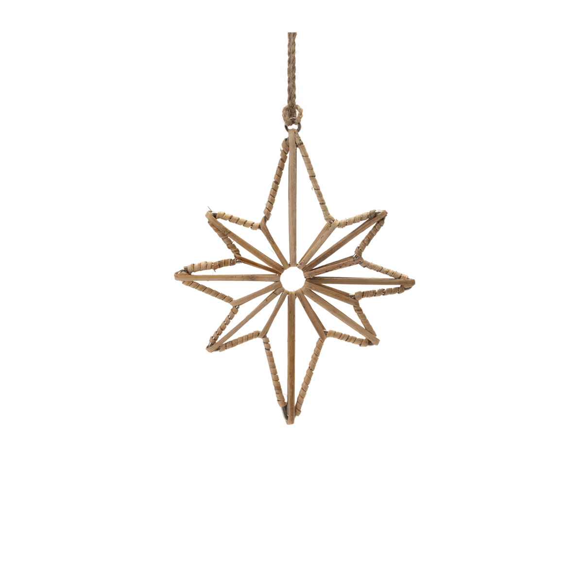 Star Ornament (Set of 12) 6"H, 8"H Iron/Rattan