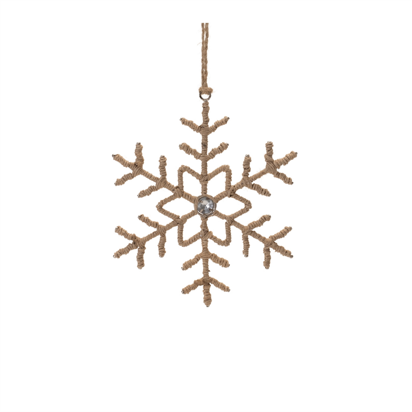 Jute Wrapped Metal Snowflake Oranment (Set of 12) -Ship Only