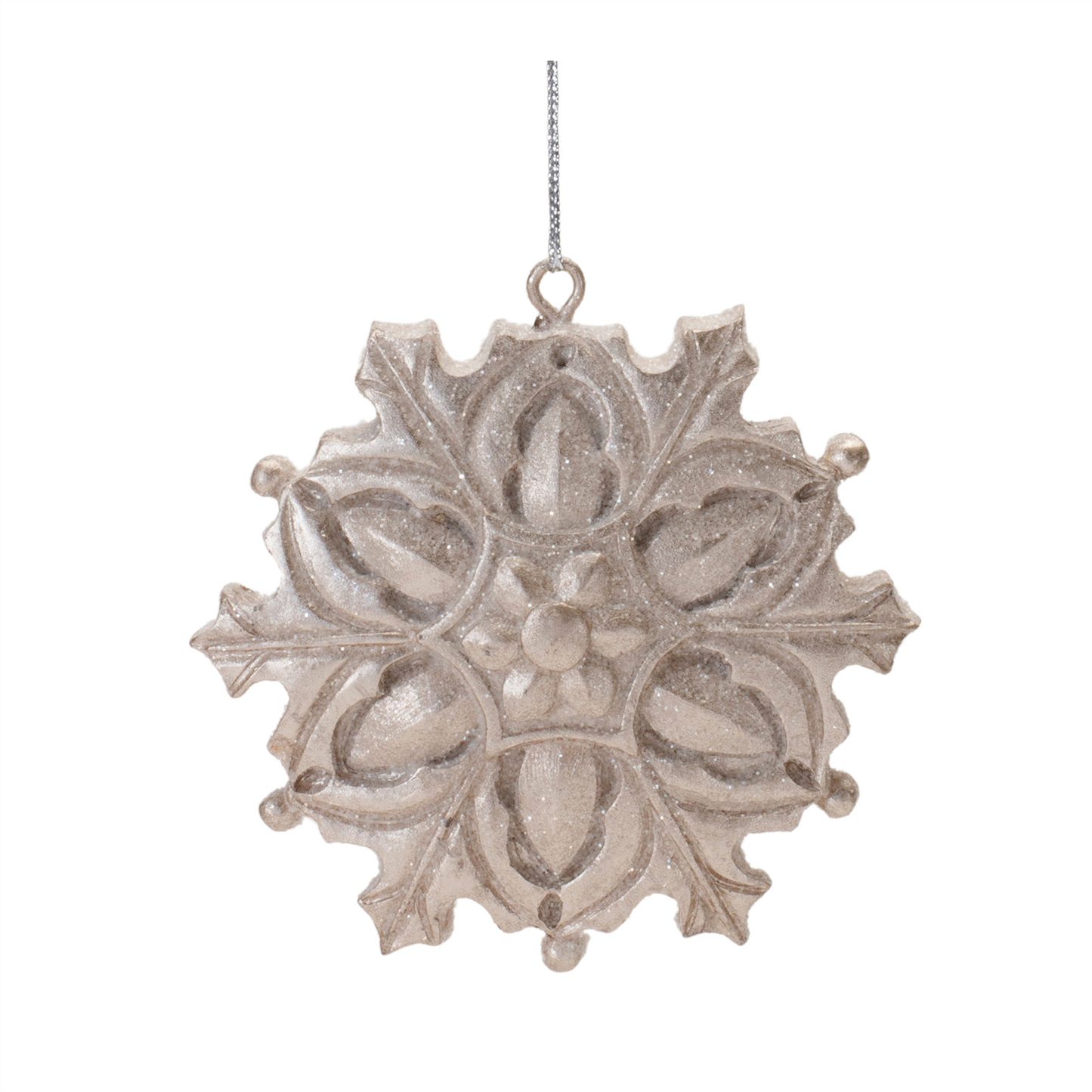 Ornate Champagne Snowflake Ornament (Set of 12) -Ship Only