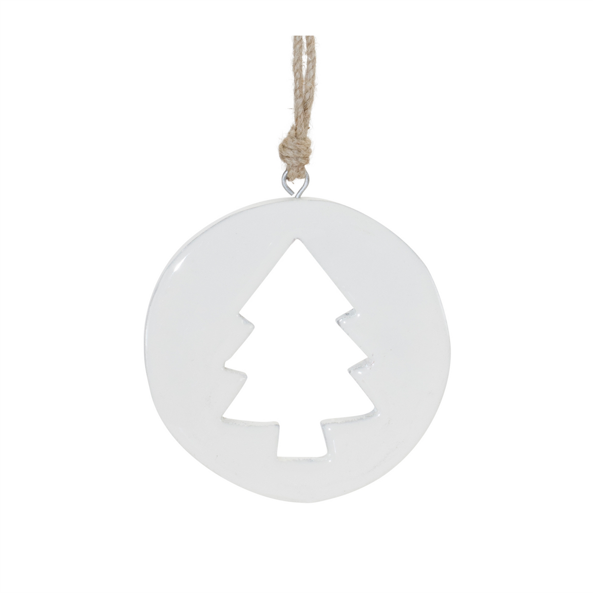 White Wood Pine Tree Cut-Out Ornament (Set of 12) -Ship Only