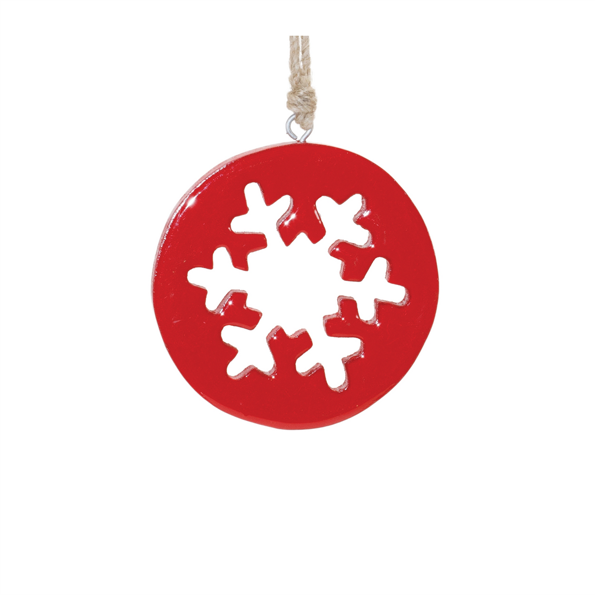 Red Wood Snowflake Cut-Out Ornament (Set of 12) -Ship Only