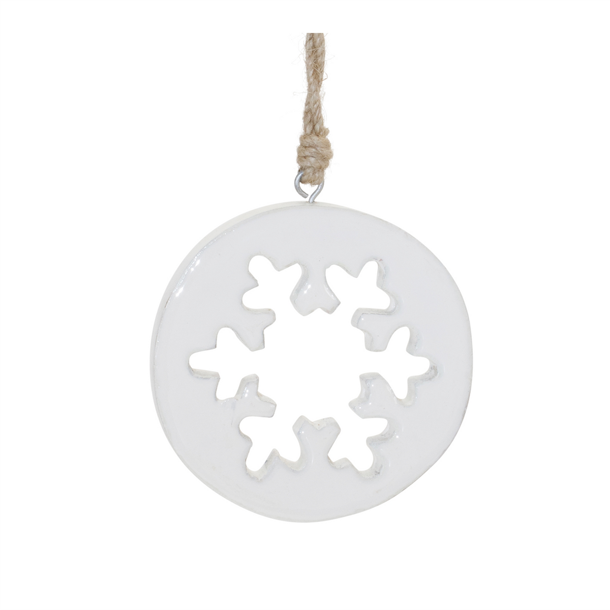 White Wood Snowflake Cut-Out Ornament (Set of 12) -Ship Only
